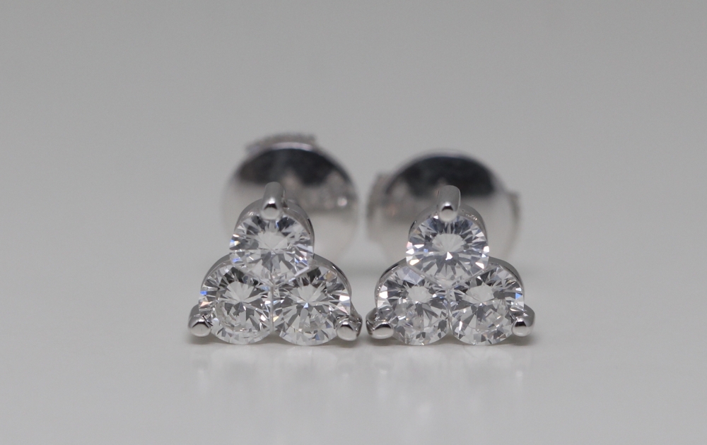 Rhinestone Trimmed Clear Round Stone Silver Evening Earrings – SPARKLE  ARMAND